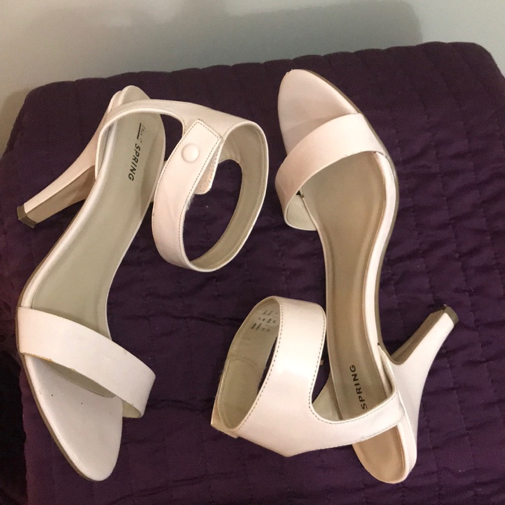Blush pink ankle kitty heels